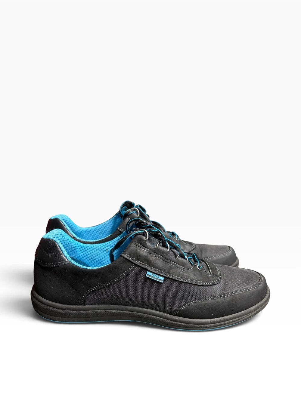 SAS Sporty Lux Women's Black Sneakers with Bright Blue Lining